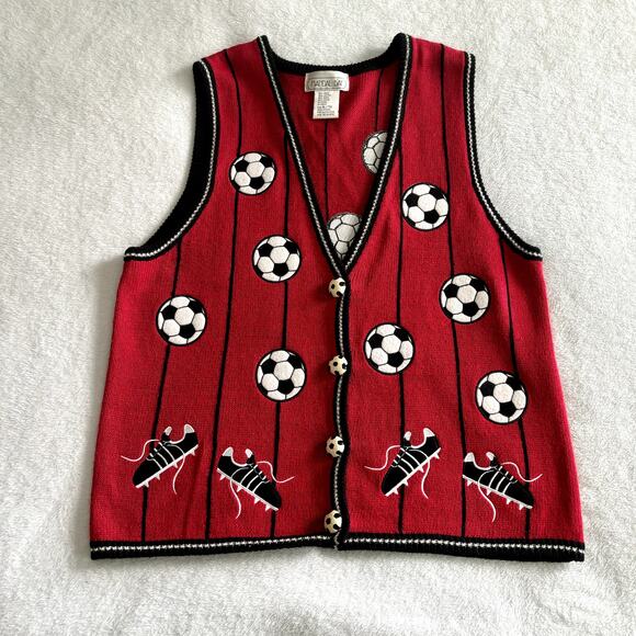 Vintage Red Soccer Sweater Vest - Picture 7 of 7